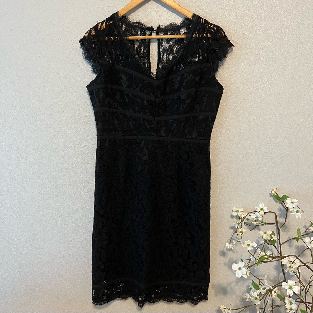 Adrianna Papell Black Lace Cocktail Dress 6